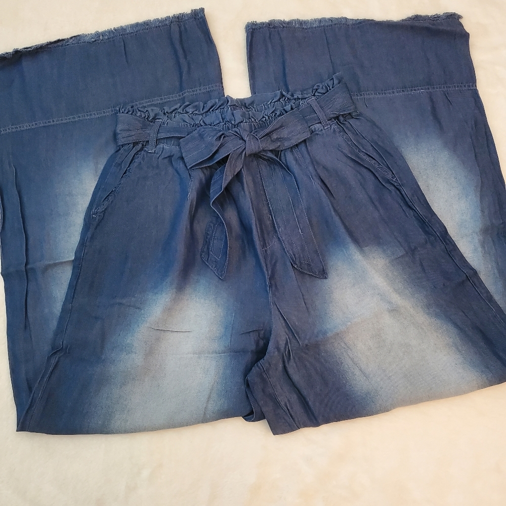 MOST FABULOUS PAPERBAG WAIST BELTED WIDE LEG PANTS PALAZZO - Picture 4 of 4